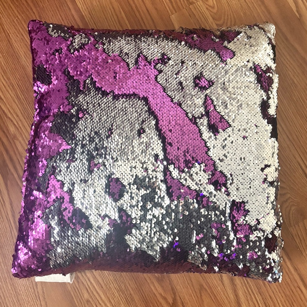 💥 Purple & Silver Reversible Sequin Pillow